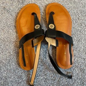 Tommy Hilfiger Black and Tan Sandals